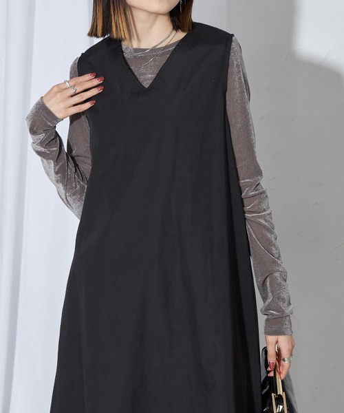 each（イーチ）の「シアーベロアロンT（Tシャツ/カットソー・レディース・グレー/アイボリー/モカ/ブラック/レッド/ブルーグレー・FREE）」の17枚目の写真