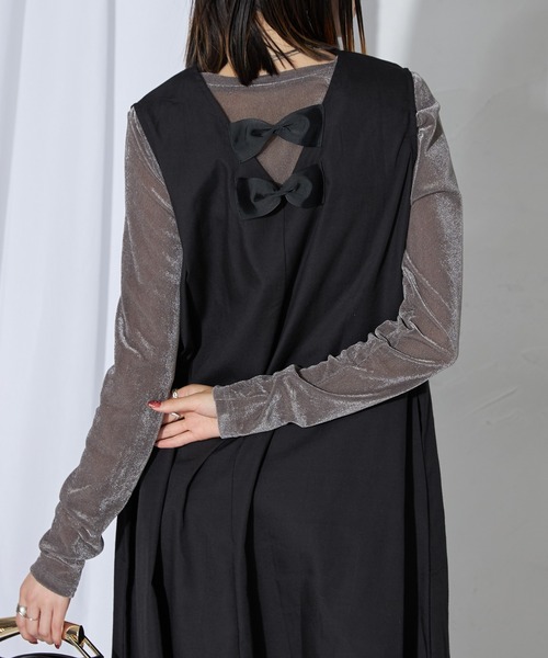 each（イーチ）の「シアーベロアロンT（Tシャツ/カットソー・レディース・グレー/アイボリー/モカ/ブラック/レッド/ブルーグレー・FREE）」の18枚目の写真