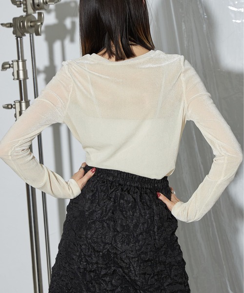 each（イーチ）の「シアーベロアロンT（Tシャツ/カットソー・レディース・グレー/アイボリー/モカ/ブラック/レッド/ブルーグレー・FREE）」の20枚目の写真