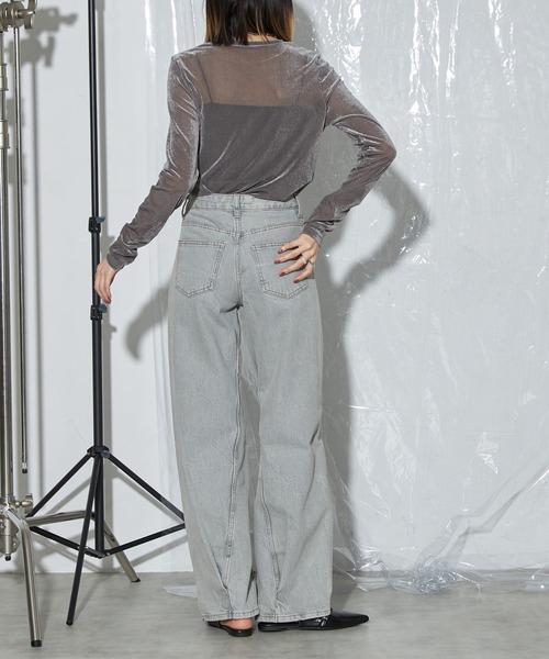 each（イーチ）の「シアーベロアロンT（Tシャツ/カットソー・レディース・グレー/アイボリー/モカ/ブラック/レッド/ブルーグレー・FREE）」の13枚目の写真