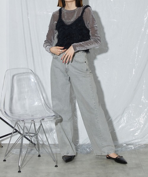 each（イーチ）の「シアーベロアロンT（Tシャツ/カットソー・レディース・グレー/アイボリー/モカ/ブラック/レッド/ブルーグレー・FREE）」の16枚目の写真