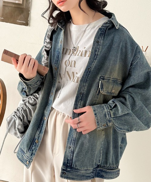 classicalelf（クラシカルエルフ）の「トレンド＆レトロのいいとこ取り！綿100％デニム素材ビッグシルエットジャケット（長袖）（デニムジャケット・レディース・インディゴブルー/ブラック/ブルー・LARGE/MEDIUM/SMALL/X-LARGE）」の16枚目の写真