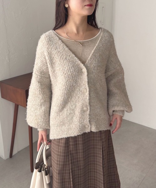 mysty woman(ミスティウーマン)の「メランジラメブークレカーディガン 151996(カーディガン/ボレロ・レディース・ブラウン/アイボリー/ブルー/チャコールグレー/ライトグリーン・FREE)」の16枚目の写真