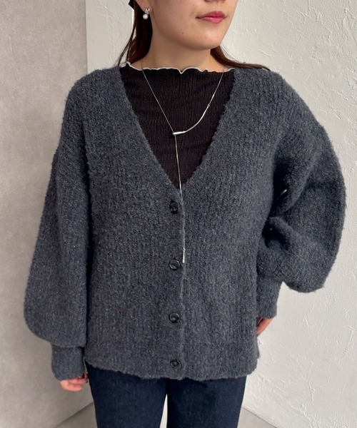 mysty woman(ミスティウーマン)の「メランジラメブークレカーディガン 151996(カーディガン/ボレロ・レディース・ブラウン/アイボリー/ブルー/チャコールグレー/ライトグリーン・FREE)」の14枚目の写真