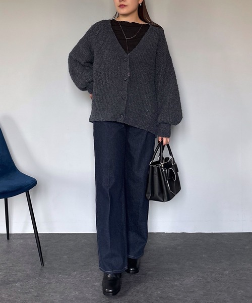 mysty woman(ミスティウーマン)の「メランジラメブークレカーディガン 151996(カーディガン/ボレロ・レディース・ブラウン/アイボリー/ブルー/チャコールグレー/ライトグリーン・FREE)」の12枚目の写真