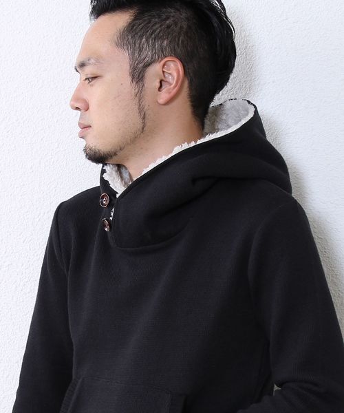 coen(コーエン)の「ボリュームネックパーカー【ブラック⇒WEB限定カラー】(パーカー・メンズ・ブラック/グレー/ベージュ/ネイビー・X-LARGE/LARGE/MEDIUM/SMALL)」の2枚目の写真