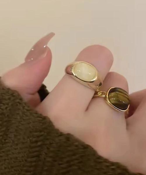 Port（ポート）の「【 Port / ポート 】 ニュアンス オーバル ストーン リング ( 2個セット )（リング・レディース・その他1/その他2・FREE）」の2枚目の写真