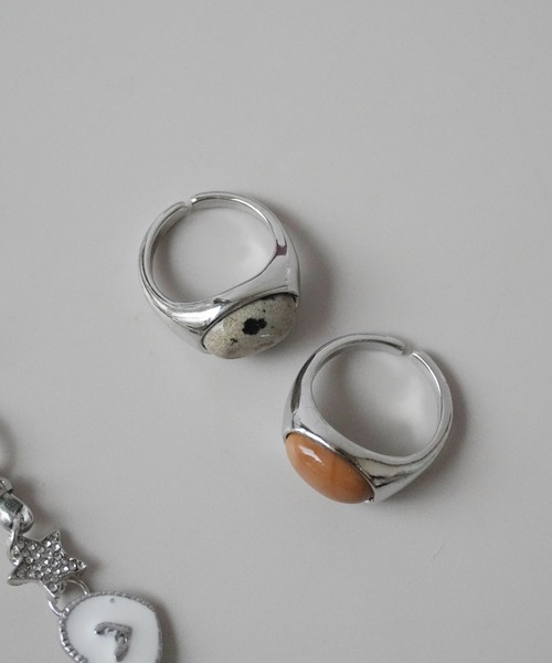 Port（ポート）の「【 Port / ポート 】 ニュアンス オーバル ストーン リング ( 2個セット )（リング・レディース・その他1/その他2・FREE）」の6枚目の写真