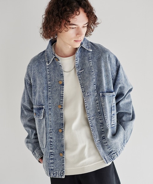 セール】Buyer's Select/10.5オンス胸ポケット付きデニムブルゾン
