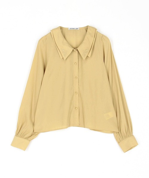 NICOLE CLUB（ニコル　クラブ）の「フラットカラー刺繍ブラウス（シャツ/ブラウス・レディース・ブラック/イエロー/オフホワイト・MEDIUM）」の4枚目の写真