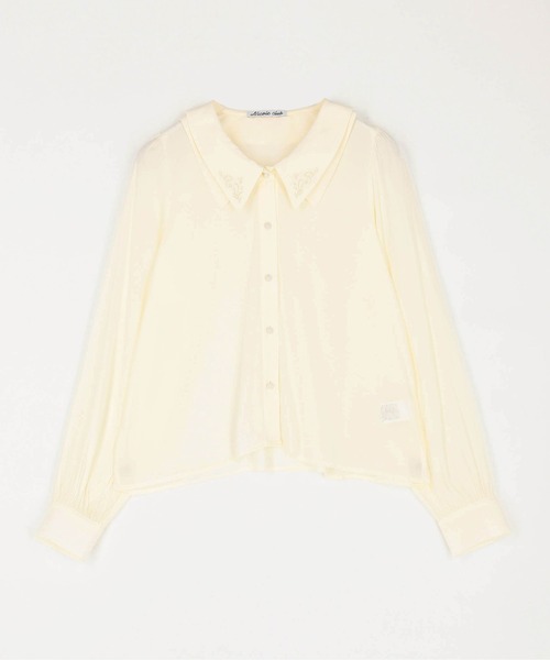 NICOLE CLUB（ニコル　クラブ）の「フラットカラー刺繍ブラウス（シャツ/ブラウス・レディース・ブラック/イエロー/オフホワイト・MEDIUM）」の5枚目の写真