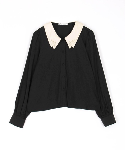 NICOLE CLUB（ニコル　クラブ）の「フラットカラー刺繍ブラウス（シャツ/ブラウス・レディース・ブラック/イエロー/オフホワイト・MEDIUM）」の6枚目の写真