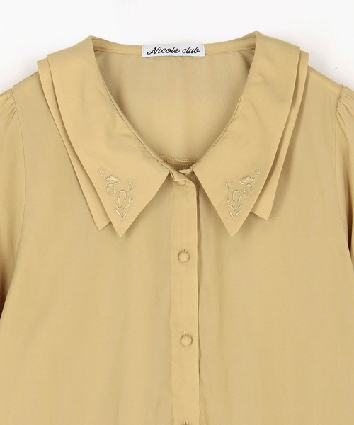 NICOLE CLUB（ニコル　クラブ）の「フラットカラー刺繍ブラウス（シャツ/ブラウス・レディース・ブラック/イエロー/オフホワイト・MEDIUM）」の8枚目の写真