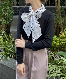 clear | ボウタイドットリボンドッキングニットトップス [大人フェミニン 小顔効果]≪2024AW新作≫(ニット/セーター)
