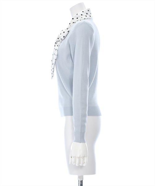 clear（クリア）の「ボウタイドットリボンドッキングニットトップス [大人 フェミニン ウィッシュコア]≪再入荷≫（ニット/セーター・レディース・オフホワイト/ブルーグレー/ブラック・F）」の9枚目の写真