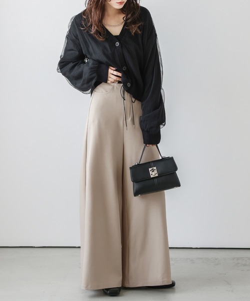 La-gemme(ラジェム)の「ストリングベルトワイドパンツ(その他パンツ・レディース・ホワイト系その他/ベージュ/グレー/ブラック・M/L)」の4枚目の写真