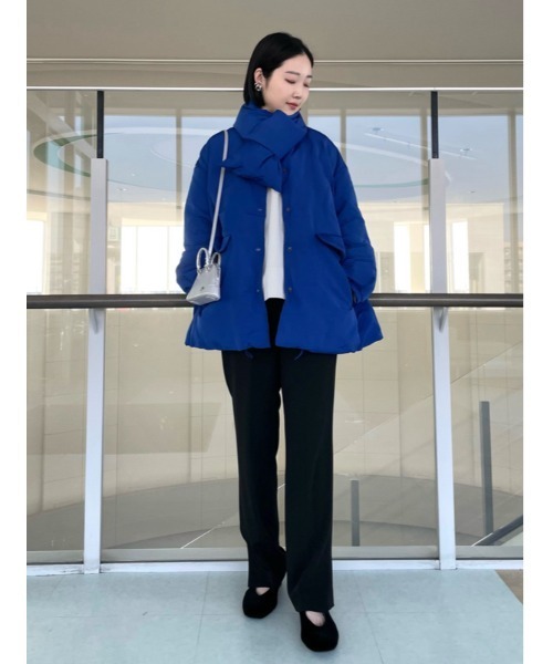 ミラオーウェン ステンカラーフレンチダウンAラインコート パデットマフラー付き ミラオーウェン ステンカラーフレンチダウンAラインコート パデット