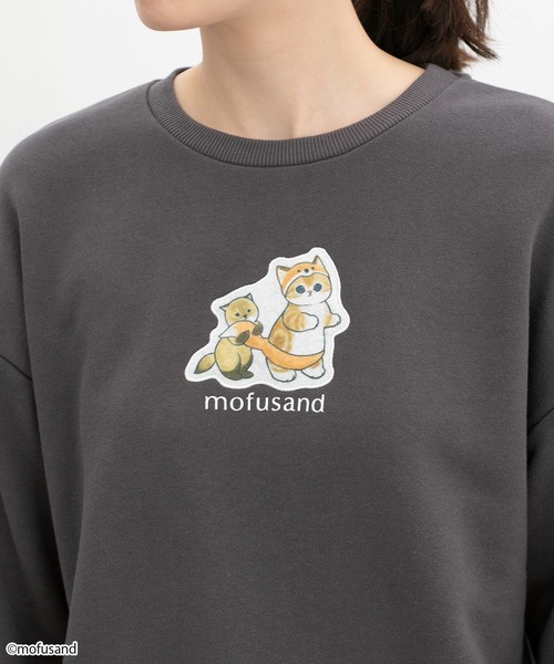 Honeys（ハニーズ）の「mofusand／スウェット／モフサンド（スウェット・レディース・オフホワイト/スミクロ/オートミール/ピンク・M/L/LL/S）」の3枚目の写真