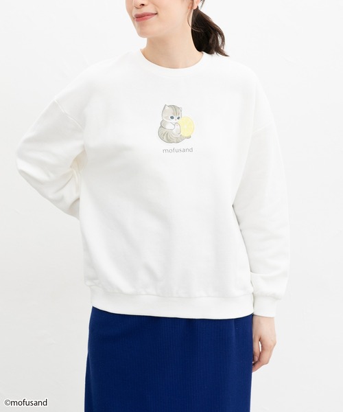 Honeys（ハニーズ）の「mofusand／スウェット／モフサンド（スウェット・レディース・オフホワイト/スミクロ/オートミール/ピンク・M/L/LL/S）」の7枚目の写真
