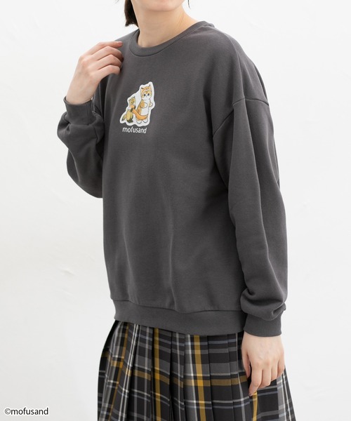 Honeys（ハニーズ）の「mofusand／スウェット／モフサンド（スウェット・レディース・オフホワイト/スミクロ/オートミール/ピンク・M/L/LL/S）」の11枚目の写真