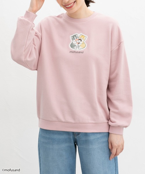Honeys（ハニーズ）の「mofusand／スウェット／モフサンド（スウェット・レディース・オフホワイト/スミクロ/オートミール/ピンク・M/L/LL/S）」の14枚目の写真