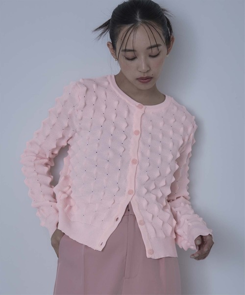 miette(ミエット)の「トゲトゲニットカーディガン(カーディガン/ボレロ・レディース・アイボリー/チャコール/ピンク/ライム・FREE)」の4枚目の写真