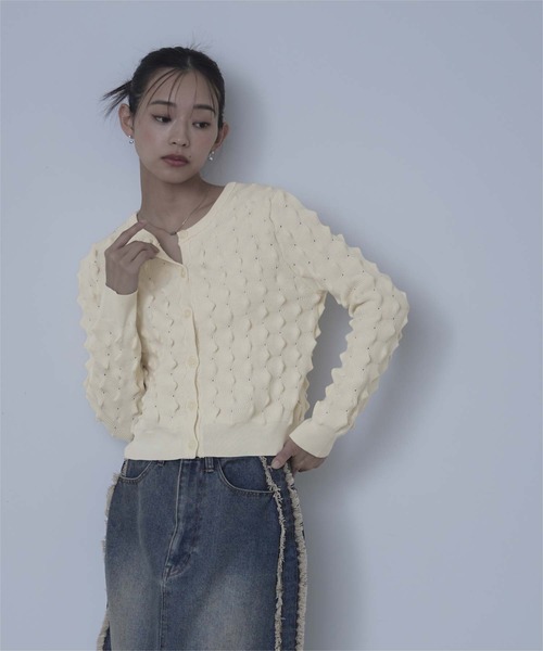 miette(ミエット)の「トゲトゲニットカーディガン(カーディガン/ボレロ・レディース・アイボリー/チャコール/ピンク/ライム・FREE)」の17枚目の写真