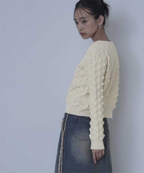 miette(ミエット)の「トゲトゲニットカーディガン(カーディガン/ボレロ・レディース・アイボリー/チャコール/ピンク/ライム・FREE)」の18枚目の写真