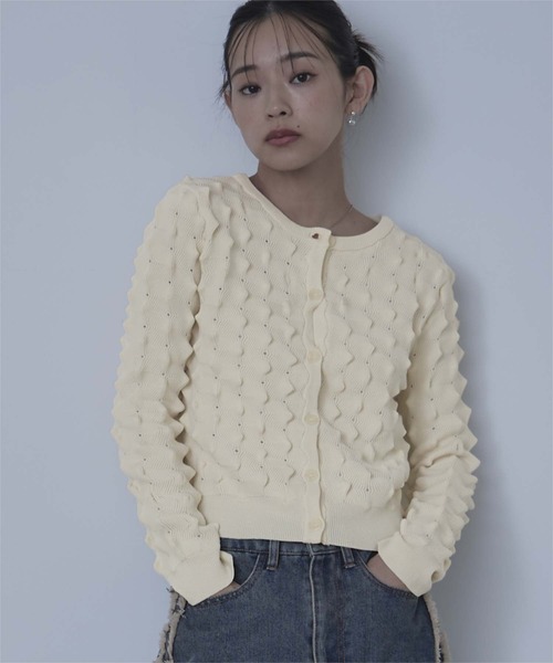 miette(ミエット)の「トゲトゲニットカーディガン(カーディガン/ボレロ・レディース・アイボリー/チャコール/ピンク/ライム・FREE)」の19枚目の写真