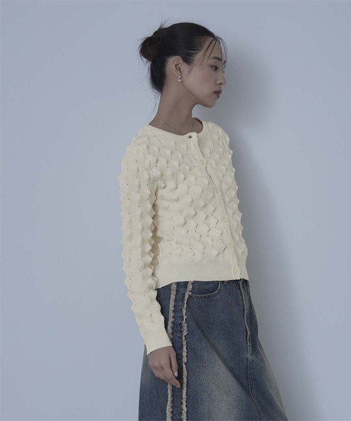 miette(ミエット)の「トゲトゲニットカーディガン(カーディガン/ボレロ・レディース・アイボリー/チャコール/ピンク/ライム・FREE)」の20枚目の写真
