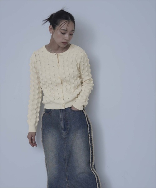 miette(ミエット)の「トゲトゲニットカーディガン(カーディガン/ボレロ・レディース・アイボリー/チャコール/ピンク/ライム・FREE)」の22枚目の写真