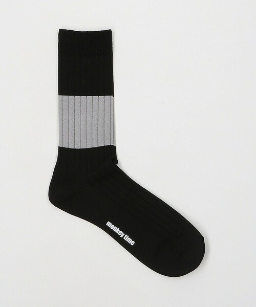 MONKEY TIME（モンキータイム）の「リブ パネルライン ソックス（ソックス/靴下・メンズ・ホワイト/ブラック・FREE）」の2枚目の写真