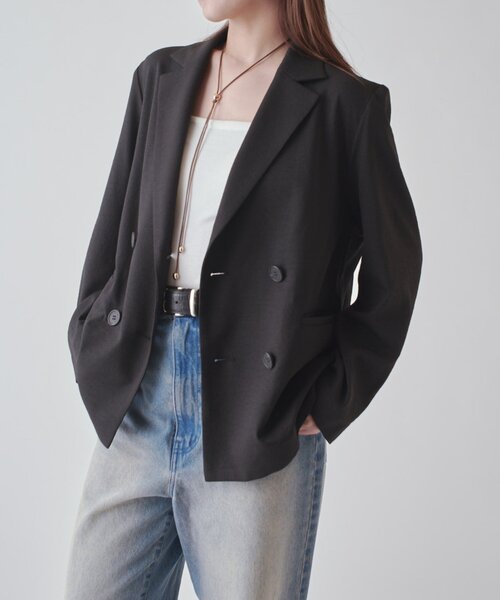 Lui's（ルイス）の「ドビークロスライトジャケット（テーラードジャケット・レディース・ブラック/ブラウン系その他・FREE）」の4枚目の写真