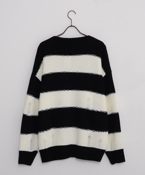 SILVER BULLET（シルバーバレット）の「『PSYCHO NATION/サイコネーション』ダメージボーダークルーニット【Z】【Z】（ニット/セーター・レディース・ブラック×レッド/ブラック×ホワイト・L/M）」の8枚目の写真