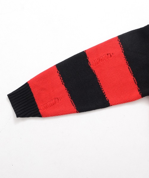 SILVER BULLET（シルバーバレット）の「『PSYCHO NATION/サイコネーション』ダメージボーダークルーニット【Z】【Z】（ニット/セーター・レディース・ブラック×レッド/ブラック×ホワイト・L/M）」の12枚目の写真