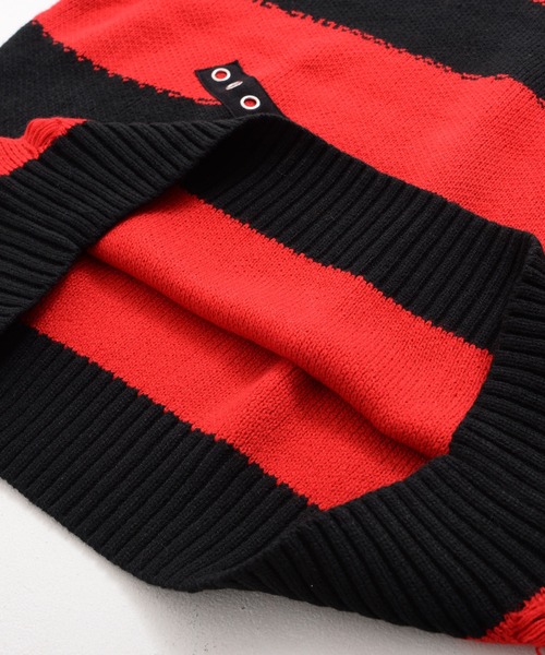 SILVER BULLET（シルバーバレット）の「『PSYCHO NATION/サイコネーション』ダメージボーダークルーニット【Z】【Z】（ニット/セーター・レディース・ブラック×レッド/ブラック×ホワイト・L/M）」の14枚目の写真