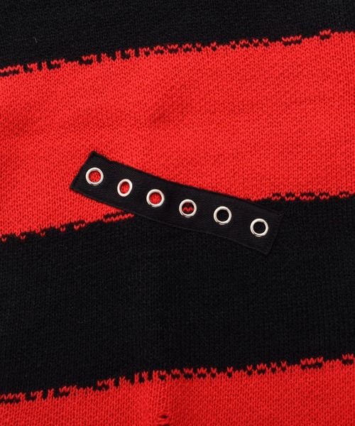 SILVER BULLET（シルバーバレット）の「『PSYCHO NATION/サイコネーション』ダメージボーダークルーニット【Z】【Z】（ニット/セーター・レディース・ブラック×レッド/ブラック×ホワイト・L/M）」の15枚目の写真