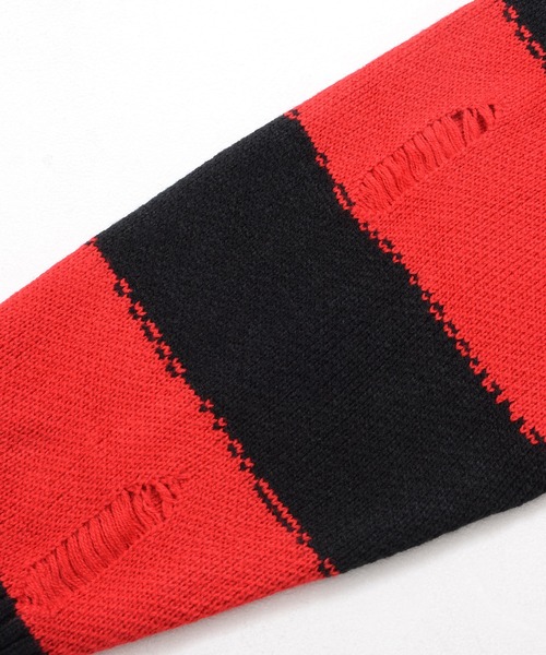 SILVER BULLET（シルバーバレット）の「『PSYCHO NATION/サイコネーション』ダメージボーダークルーニット【Z】【Z】（ニット/セーター・レディース・ブラック×レッド/ブラック×ホワイト・L/M）」の18枚目の写真