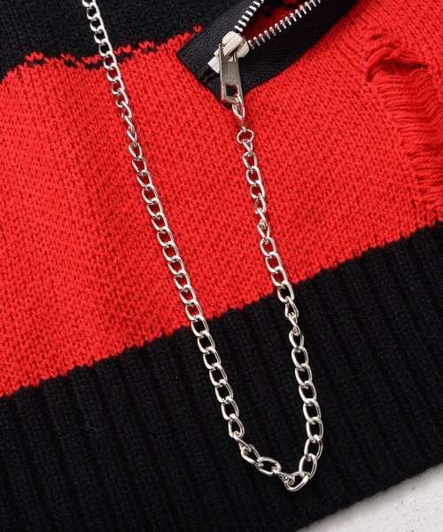 SILVER BULLET（シルバーバレット）の「『PSYCHO NATION/サイコネーション』ダメージボーダークルーニット【Z】【Z】（ニット/セーター・レディース・ブラック×レッド/ブラック×ホワイト・L/M）」の22枚目の写真