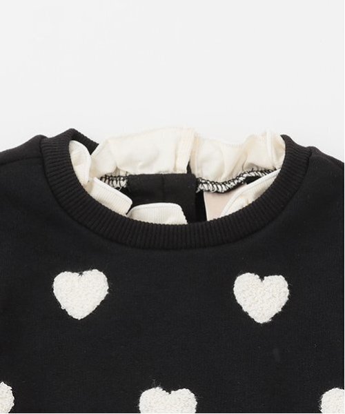 petit main(プティマイン)の「ハート刺しゅう切り替えワンピース(ワンピース・キッズ・アイボリー/ブラック・130cm/110cm/100cm/90cm/80cm/120cm)」の13枚目の写真