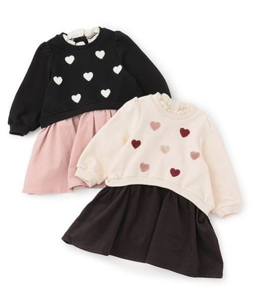 petit main(プティマイン)の「ハート刺しゅう切り替えワンピース(ワンピース・キッズ・アイボリー/ブラック・130cm/110cm/100cm/90cm/80cm/120cm)」の8枚目の写真