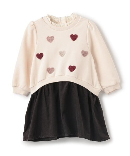 petit main(プティマイン)の「ハート刺しゅう切り替えワンピース(ワンピース・キッズ・アイボリー/ブラック・130cm/110cm/100cm/90cm/80cm/120cm)」の10枚目の写真