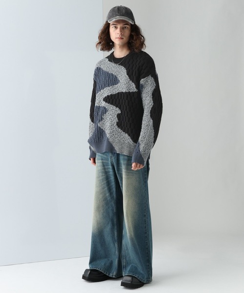 HARE（ハレ）の「キリカエガラニットプルオーバー(HARE)（ニット/セーター・メンズ・ブルー/グレー/ブラック・FREE）」の11枚目の写真