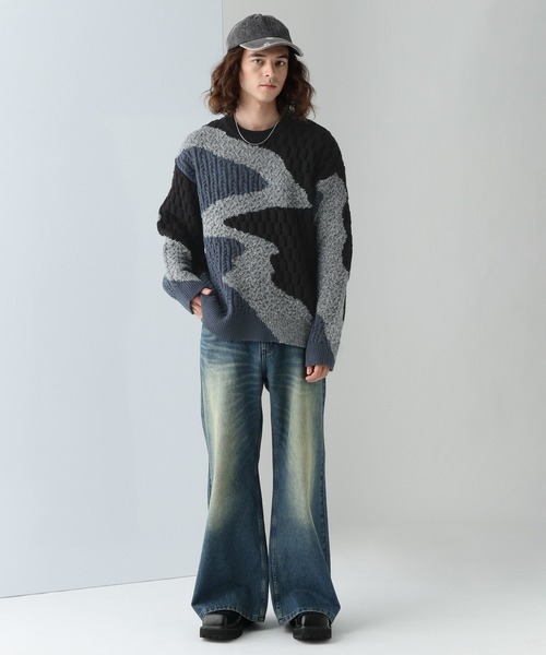 HARE（ハレ）の「キリカエガラニットプルオーバー(HARE)（ニット/セーター・メンズ・ブルー/グレー/ブラック・FREE）」の10枚目の写真