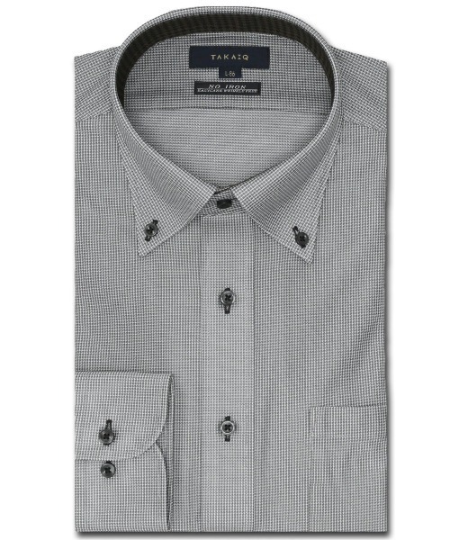 【ストレッチ 形態安定 吸水速乾 マシンウォッシャブル】タカキュー ノーアイロンストレッチ ボタンダウン ビジネスドレス長袖ニットシャツ（ビジネスシャツ）｜TAKA-Q（タカキュー）