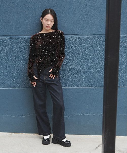 LUKU nari(ルクナーリ)の「ベロアスパンコールプルオーバー(Tシャツ/カットソー・レディース・ブラック/ダークブラウン/ブルーグレー・F)」の21枚目の写真