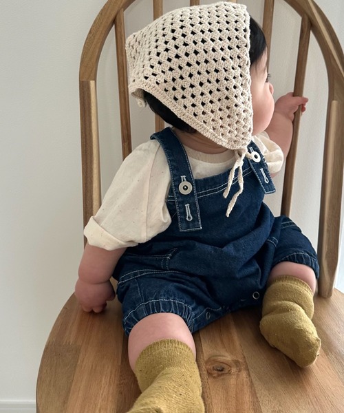 CIAOPANIC TYPY(チャオパニックティピー)の「【BABY】デニムカボチャサロペット風ロンパース(ロンパース・キッズ・ネイビー/ブルー/インディゴブルー・80)」の2枚目の写真