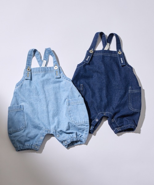 CIAOPANIC TYPY(チャオパニックティピー)の「【BABY】デニムカボチャサロペット風ロンパース(ロンパース・キッズ・ネイビー/ブルー/インディゴブルー・80)」の4枚目の写真