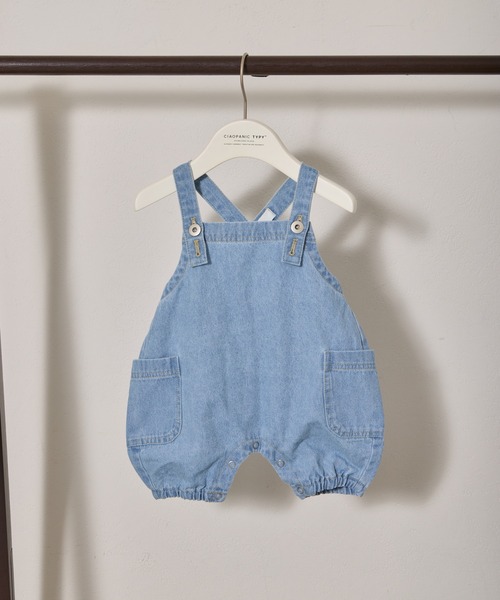 CIAOPANIC TYPY(チャオパニックティピー)の「【BABY】デニムカボチャサロペット風ロンパース(ロンパース・キッズ・ネイビー/ブルー/インディゴブルー・80)」の5枚目の写真