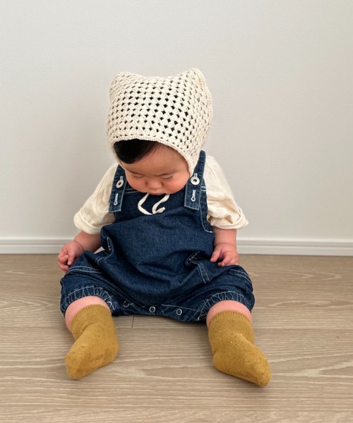 CIAOPANIC TYPY(チャオパニックティピー)の「【BABY】デニムカボチャサロペット風ロンパース(ロンパース・キッズ・ネイビー/ブルー/インディゴブルー・80)」の22枚目の写真